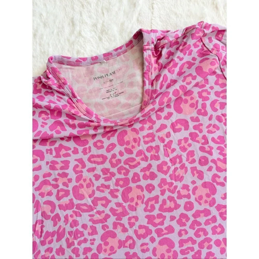 Posh Peanut Pink Leopard Print T-Shirt Girls Size 10/12 Short Sleeve